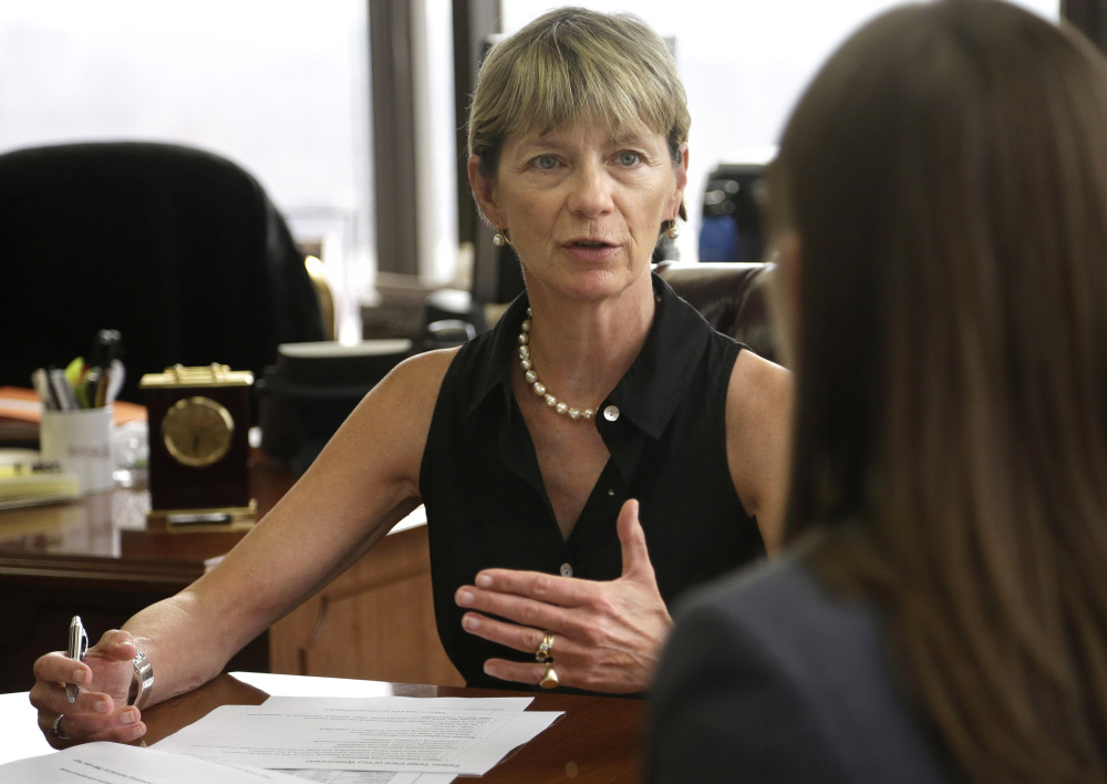 Marylou Sudders, left, secretary of health and human services in Massachusetts, has predicted that up to 15 medical pot dispensaries could open statewide by year’s end, but “perhaps we have to do something differently on the islands,” which have 24,500 year-round residents, plus another 150,000 in the summer.
The Associated Press
