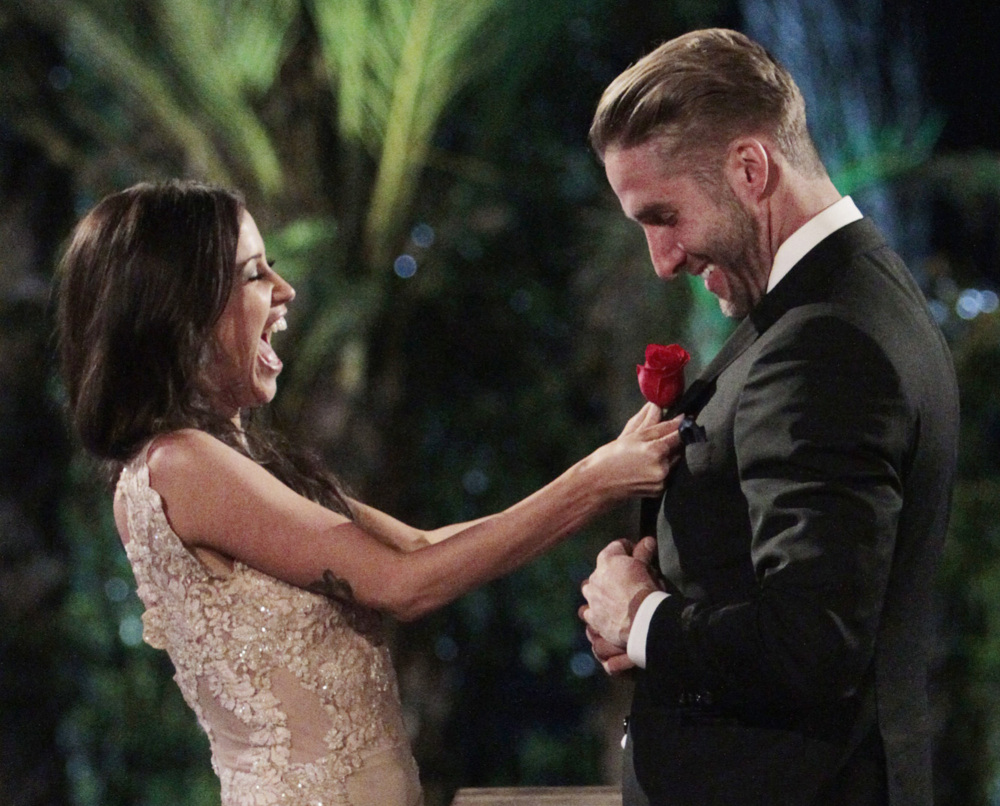 Kaitlyn Bristowe, left, chooses Shawn Booth on “The Bachelorette,” though Bristowe gave away the season finale on Snapchat weeks ago.