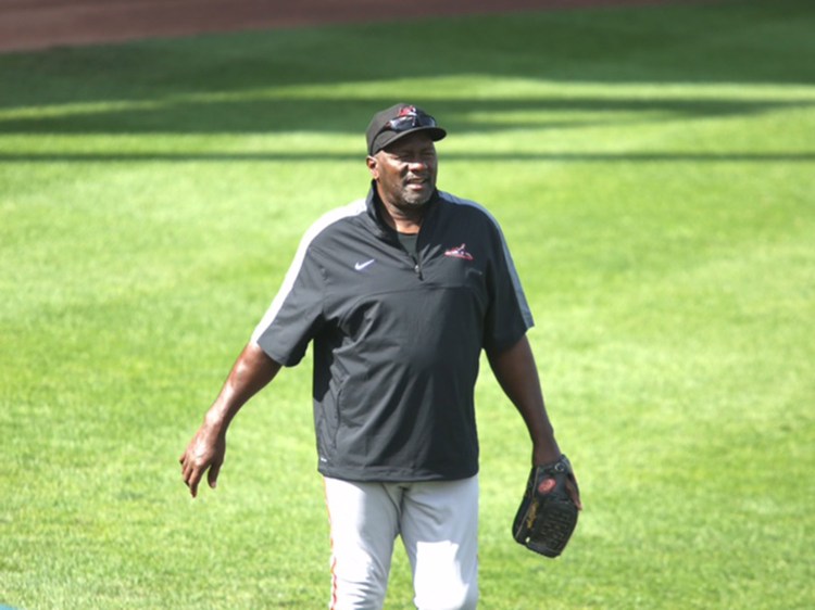 Former Boston Red Sox closer Lee Smith works Wednesday as the pitching coach for the Eastern League's Western Division All-Star team. Smith is  is third all-time on major league baseball’s saves list.
