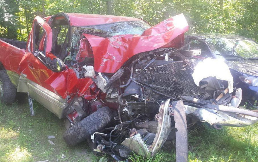 Maine State Police responded to this crash on Thundercastle Road in Readfield early Sunday morning in which a 47-year-old Readfield woman was reportedly racing her friend home from a bar.
