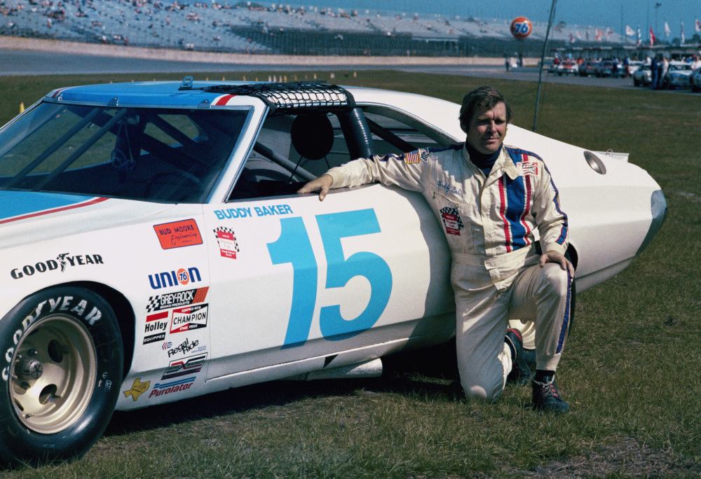 This is a 1975, file photo showing race car driver Buddy Baker at Daytona Speedway in Daytona Beach, Fla.