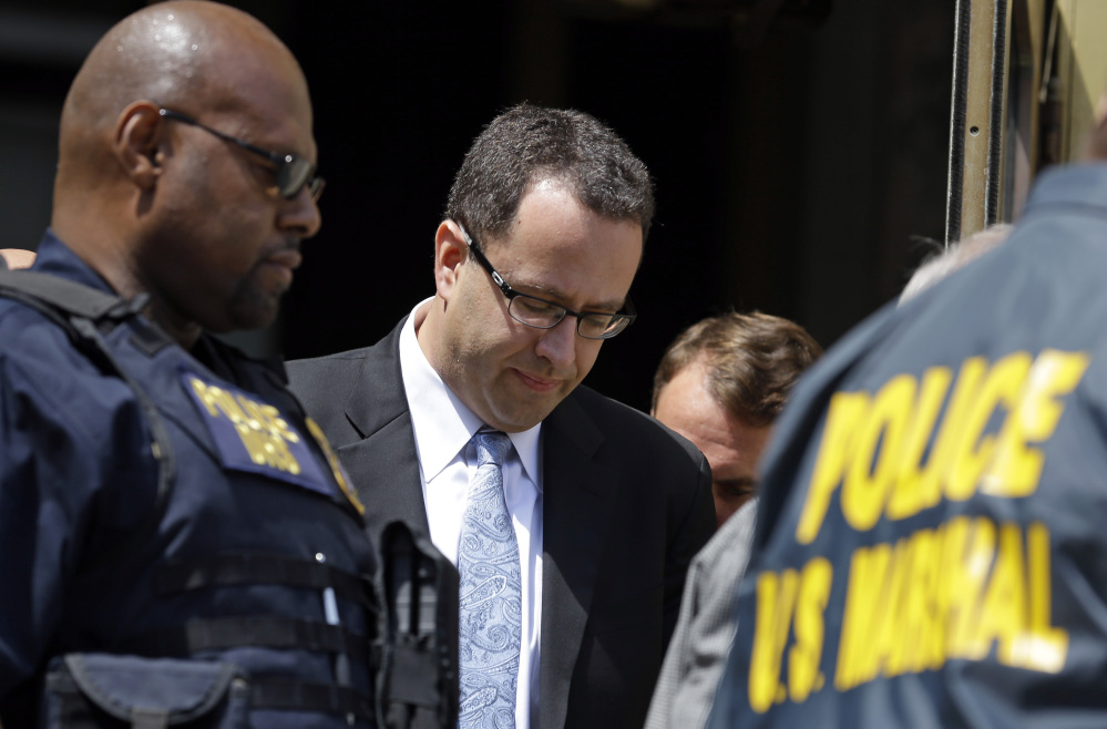 Former Subway pitchman Jared Fogle leaves federal court in Indianapolis after agreeing to plead guilty Wednesday to allegations that he paid for sex with juvenile girls and received child pornography.