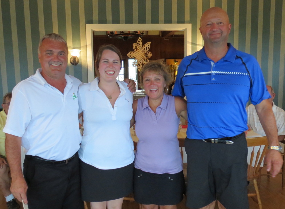 Mixed Division — First place winners, from left, are Dan DiPompo, Brittany DiPompo, Ann Nemi and Greg Nemi.