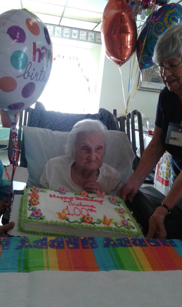 Thelma Boynton celebrated her 100th birthday Aug. 3 at Winthrop Manor Long-Term Care & Rehabilitation. She was surrounded by friends and family.