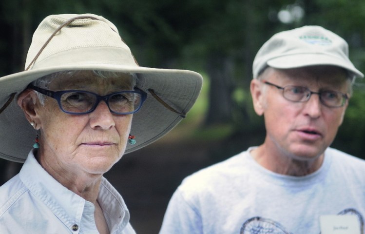 Muffy and Jim Floyd, of Vienna, who donated an easement around their property to the Kennebec Land Trust that pushes the organization’s holdings over the 5,000 acre mark, attended the meeting in Fayette on Sunday.