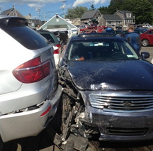 This photo, taken by a witness after the crash in Port Clyde in 2013, shows the dark Infiniti police said was driven by Cheryl Torgerson, 61, of New York City.