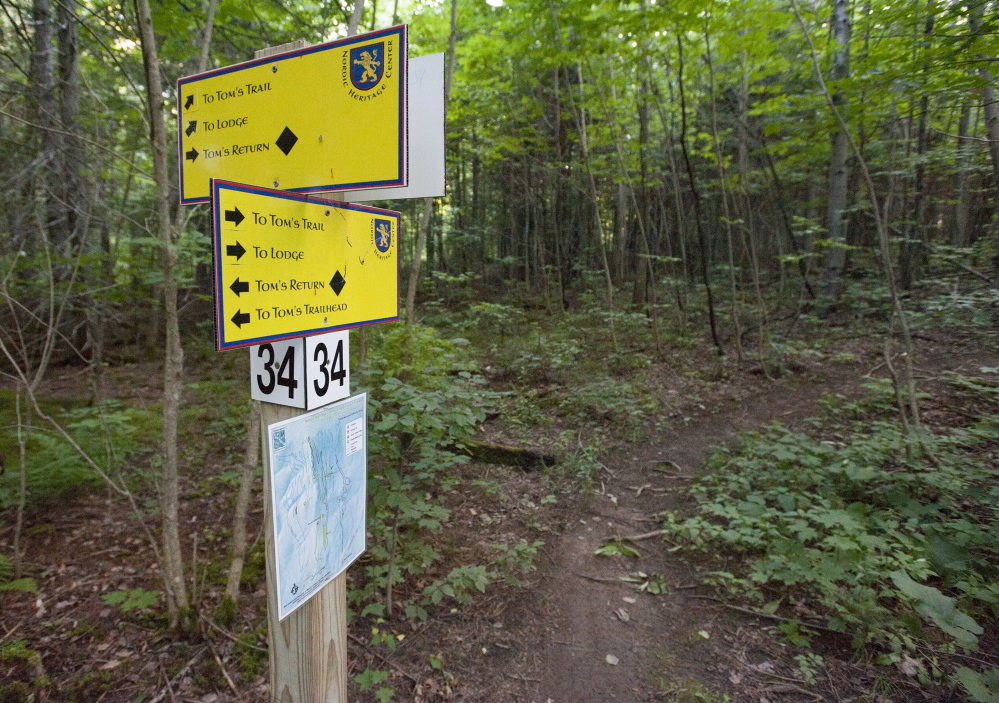 Clearly marked trails make it easy to navigate the Nordic Heritage Center’s mountain bike trail system.