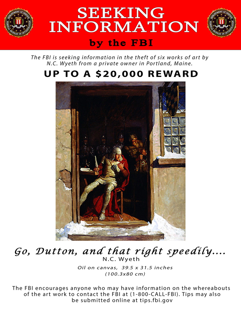 “Go, Dutton, and that right speedily...” by N.C. Wyeth is one of two paintings still missing.