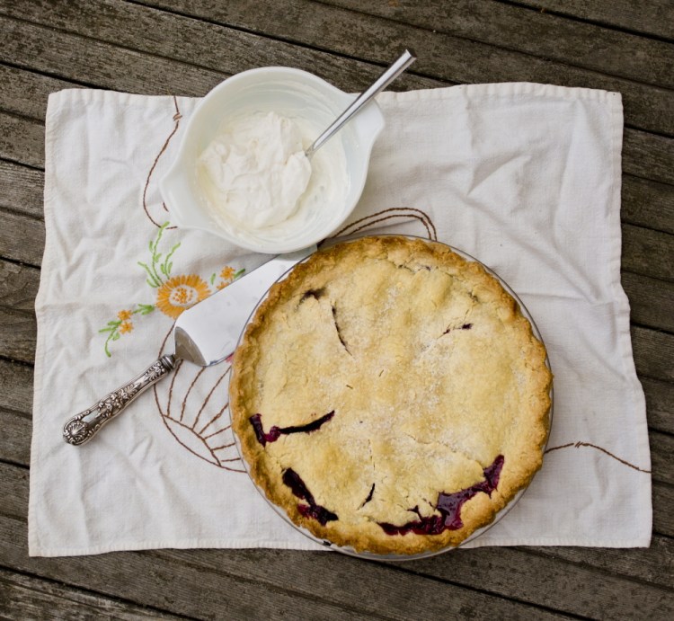 A homemade blueberry pie baked by Margaret Hathaway of Gray. The family recipe comes from her mother-in-law Nancy Schatz, who received the recipe from her grandmother.