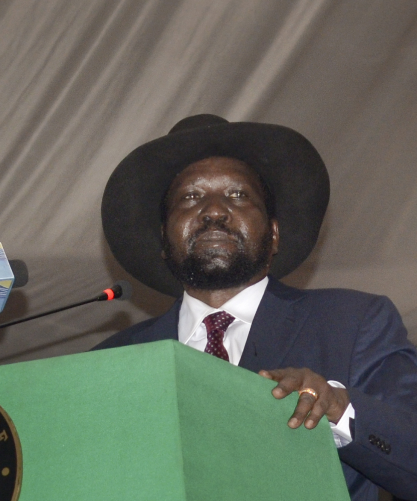 South Sudan President Salva Kiir voices his reservations before signing a peace deal in Juba, South Sudan, on Wednesday. Kiir signed the deal with rebels more than 20 months after the start of fighting between the army and rebels led by his former deputy Riek Machar.
