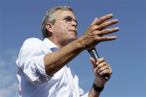 Republican presidential candidate Jeb Bush speaks at the Iowa State Fair in Des Moines on Friday. One of his key proposals is allowing veterans to use the GI Bill to obtain a small-business loan. The Associated Press