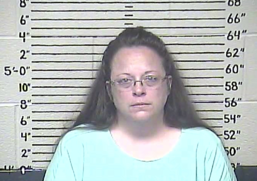 This Thursday, Aug. 3, 2015 photo made available by the Carter County Detention Center shows Kim Davis.