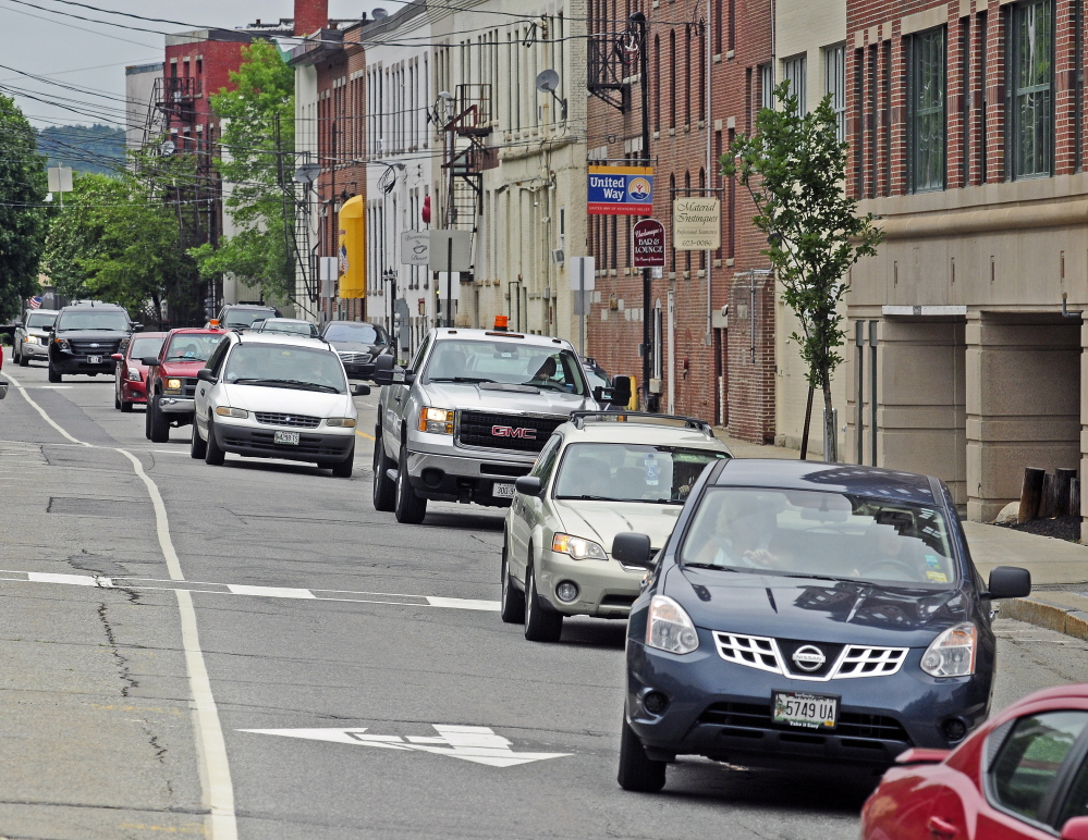 Commercial Street in Augusta is one of the roads that would be repaired using taxes collected from natural gas companies if a proposal by City Manager William Bridgeo is approved.