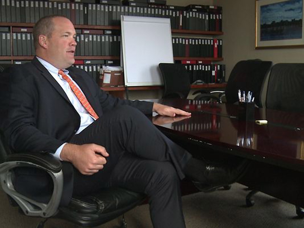 Lawyer Gregg Frame speaks to WCSH TV Tuesday about the allegations against his client, Waterville High School Principal Don Reiter. Reiter was put on paid administrative leave Sept. 1.
