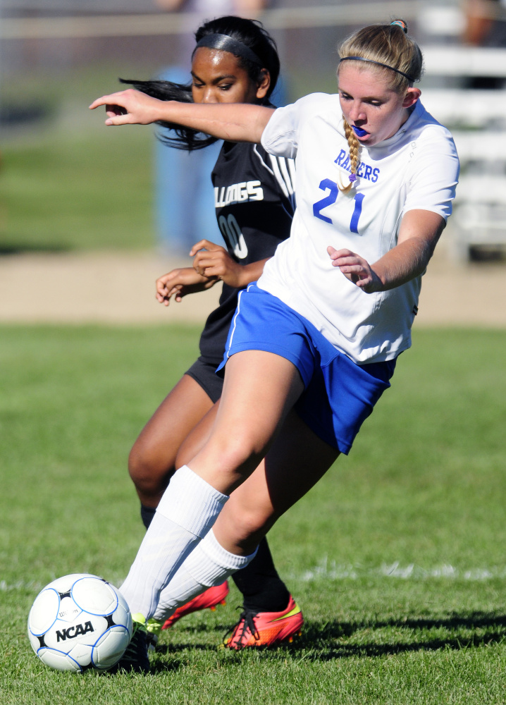 Oak Hill’s Brittany Marquis during a game against Hall-Dale on Wednesday in Wales. Oak Hill won 2-1.