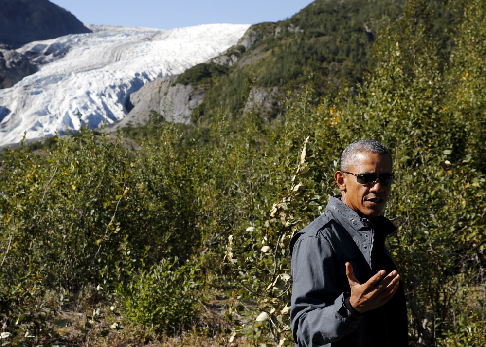 With Exit Glacier as a scenic but deteriorating backdrop, President Obama calls for quick and decisive action on climate change during his Alaskan trip Tuesday.