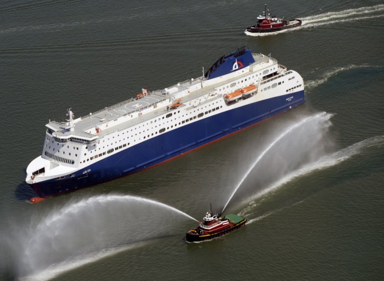 The Nova Star cruises into Portland Harbor in the spring of 2014. The service has been hurt by a number of factors, including the rise of the cruise ship industry and discount airlines.