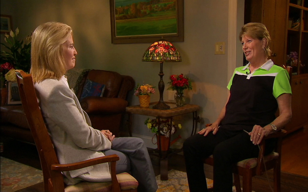 In this frame from video provided by Fox News, Smith Mountain Lake Chamber of Commerce executive director Vicki Gardner, right, who survived an on-air shooting that killed two TV journalists in Virginia, speaks with Fox News’ Greta Van Susteren in an interview broadcast Tuesday.