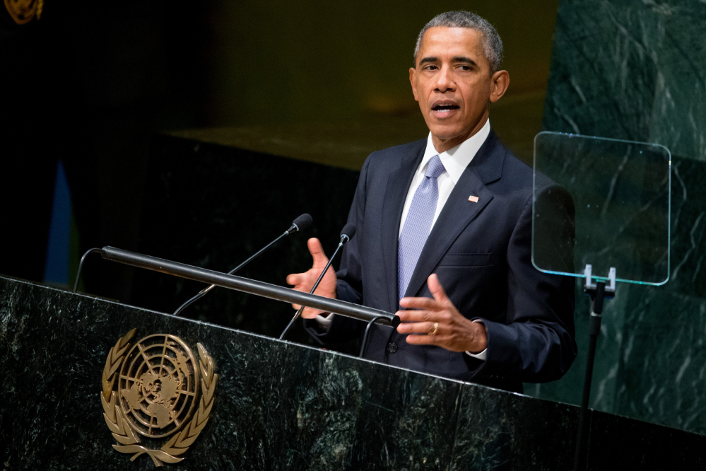 President Obama speaks before the 70th session of the United Nations General Assembly on Monday at the U.N. headquarters.