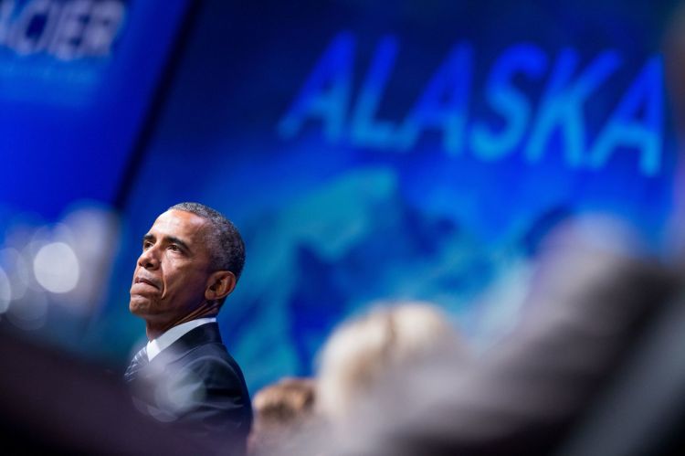 President Obama speaks at the Global Leadership in the Arctic: Cooperation, Innovation, Engagement and Resilience Conference at Dena’ina Civic and Convention Center in Anchorage, Alaska, Monday. The Associated Press