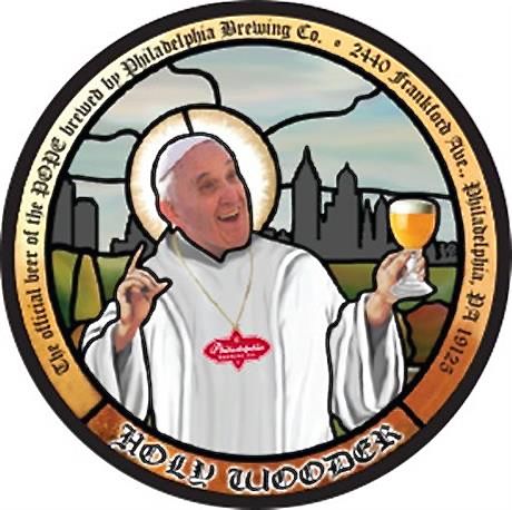 Tte label of  Holy Wooder, a beer inspired by Pope Francis’ visit to Philadelphia. The Philadelphia Brewing Co. says it has delivered a half-keg of the beer to St. Charles Borromeo Seminary, where the pope will be staying during his visit. pope’s visit. Philadelphia Brewing Co. via AP
