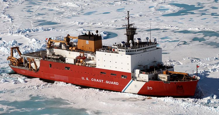 The 420-foot polar icebreaker Healy is one of the U.S. Coast Guard's newest high-latitude vessels. The Seattle-based ship has cut its way to the North Pole in support of a mission to study the health of the Arctic Ocean. The ship is capable of breaking ice more than 10 feet thick. U.S. Coast Guard photo