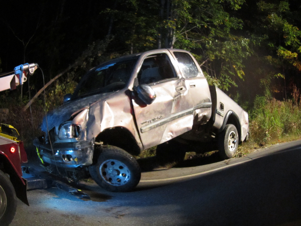 The 2001 Toyota pick-up driven by Samuel Jones, 19, of Farmington, struck a tree when it went off the road on Route 27 in Farmington. Jones was taken to the hospital with a head injury.