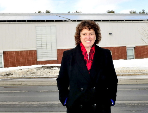 Thomas College President Laurie Lachance stands outside the Alfond Athletic Center in 2014. She and Colbey College President David Greene will be the featured speakers at the Business Breakfast Series Thursday.