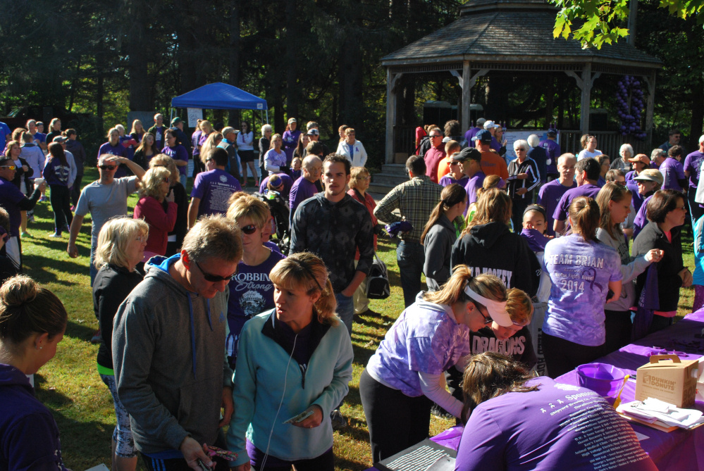 Signing up to run or walk the 3rd annual Pancreatic Cancer Research 5k in Skowhegan.