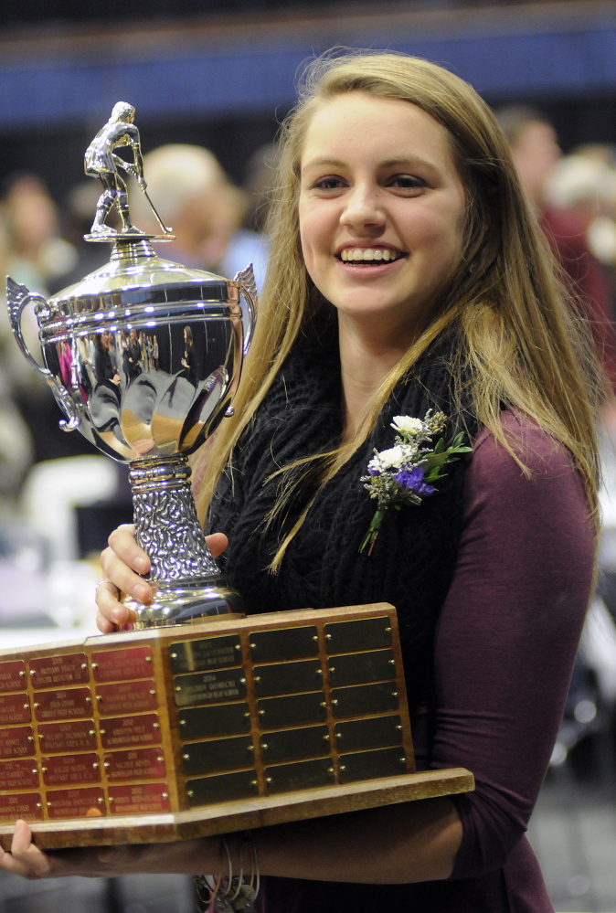 Staff file photo by Andy Molloy 
 Scarborough High School's Maddy Dobecki was the Miss Maine Field Hockey recipient last season. The award is given to the top senior in the state.