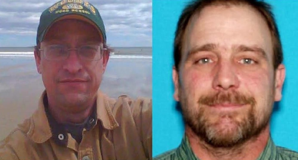 Travis Mosher, left, of Rangeley, and Douglas Richmond, of Madrid, were last seen at 2 p.m. Tuesday as they went off-roading in Mosher’s Jeep in Franklin County. The Maine Warden Service is seeking informatin that can help find them.