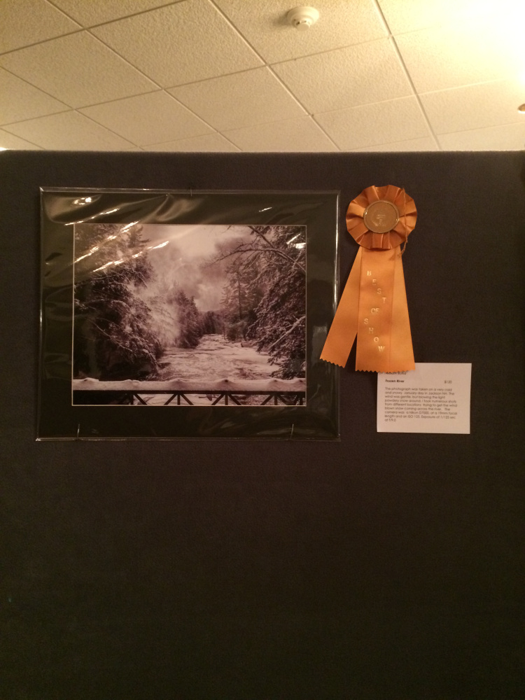 William Burke’s photograph titled Frozen River was the winner of Best in Show at the Western Mountainn Photography Show held in Rangeley.
