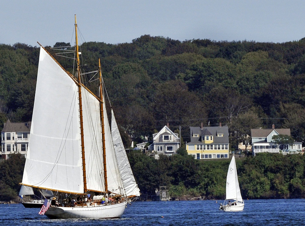 The Wendameen, of the Portland Schooner Co., is one of the two large commercial schooners at the Maine State Pier that became adrift overnight Wednesday.