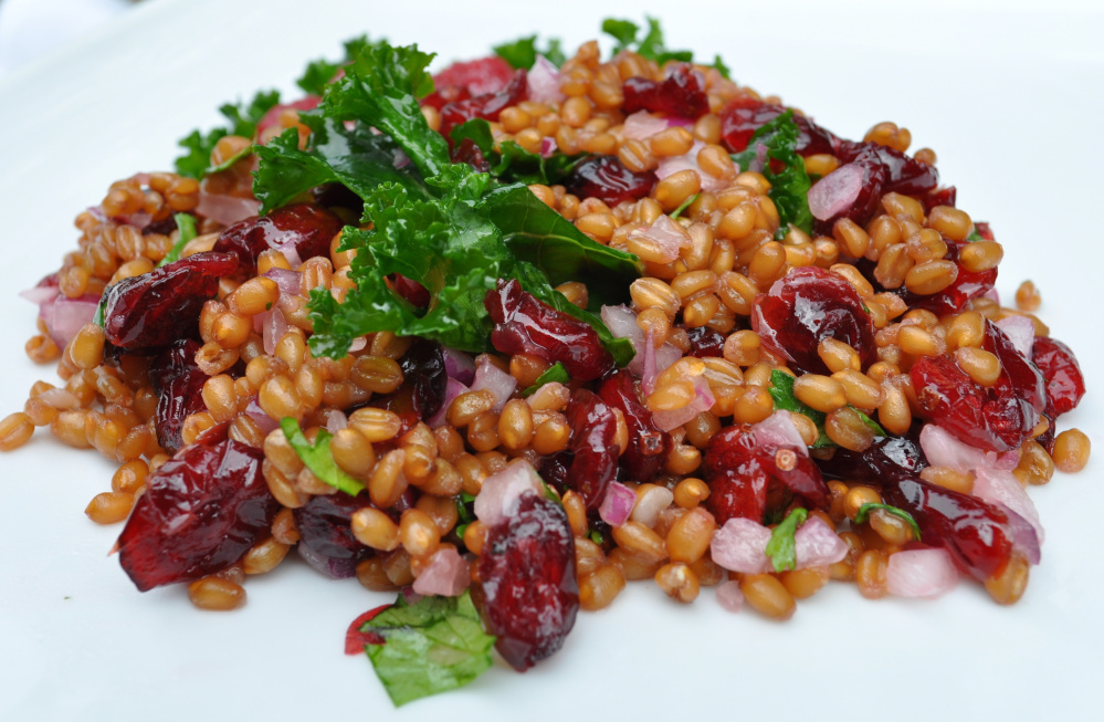 Colleges report students want more cooked whole grains. This wheat berry and cranberry salad is served regularly at Bowdoin College in Brunswick.