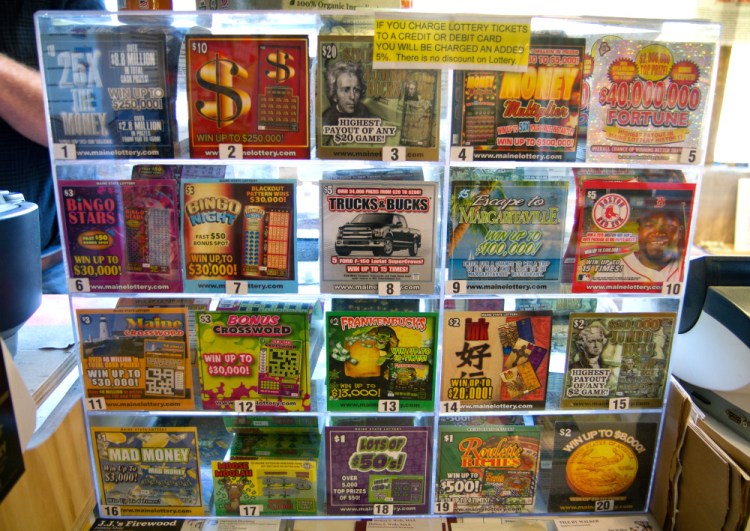 Lottery tickets are on display at the Waite General Store in Washington County.