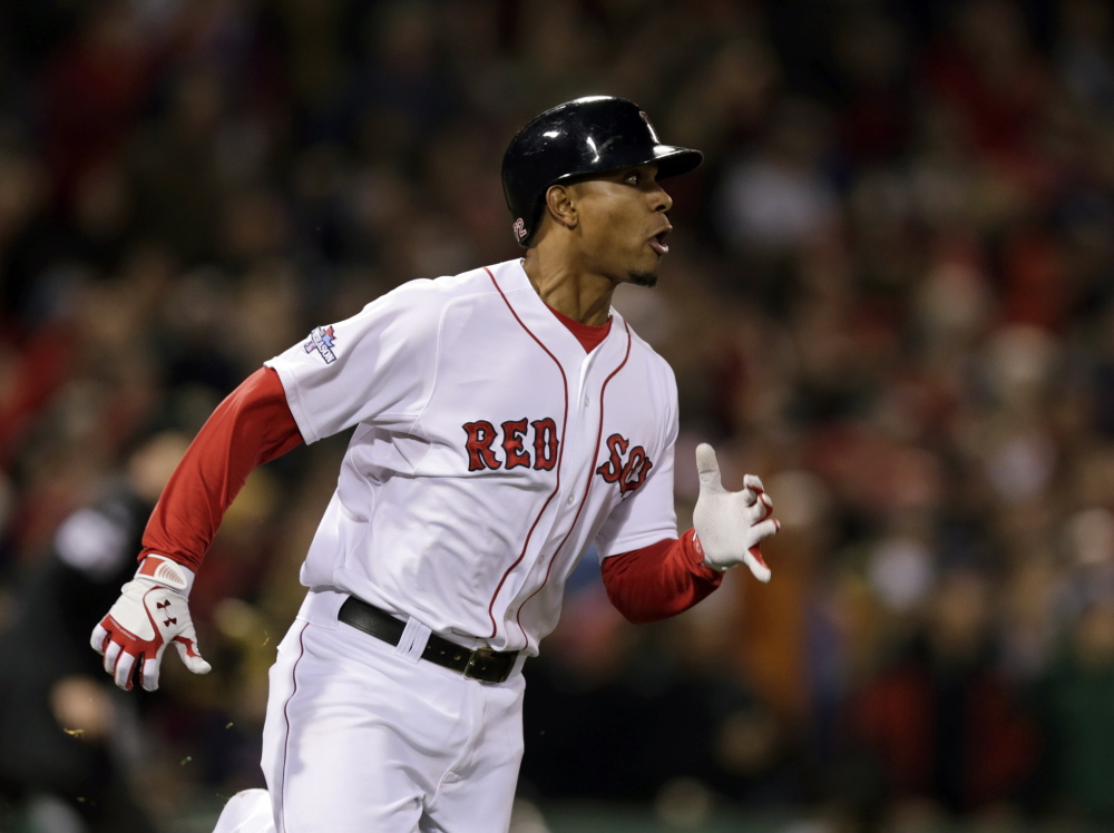 Boston Red Sox’s Xander Bogaerts is a finalist for a Gold Glove award.