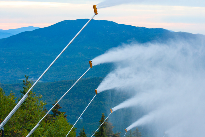 Sunday River conducts a snowmaking test on Sept. 22. The Newry ski resort plans to open Monday.