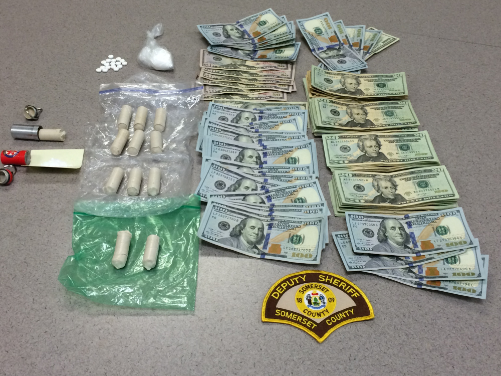 Drugs and money recovered by the Somerset County Sheriff’s Office in connection with a search warrant executed Thursday at a home on Blackwell Hill Road in Madison.