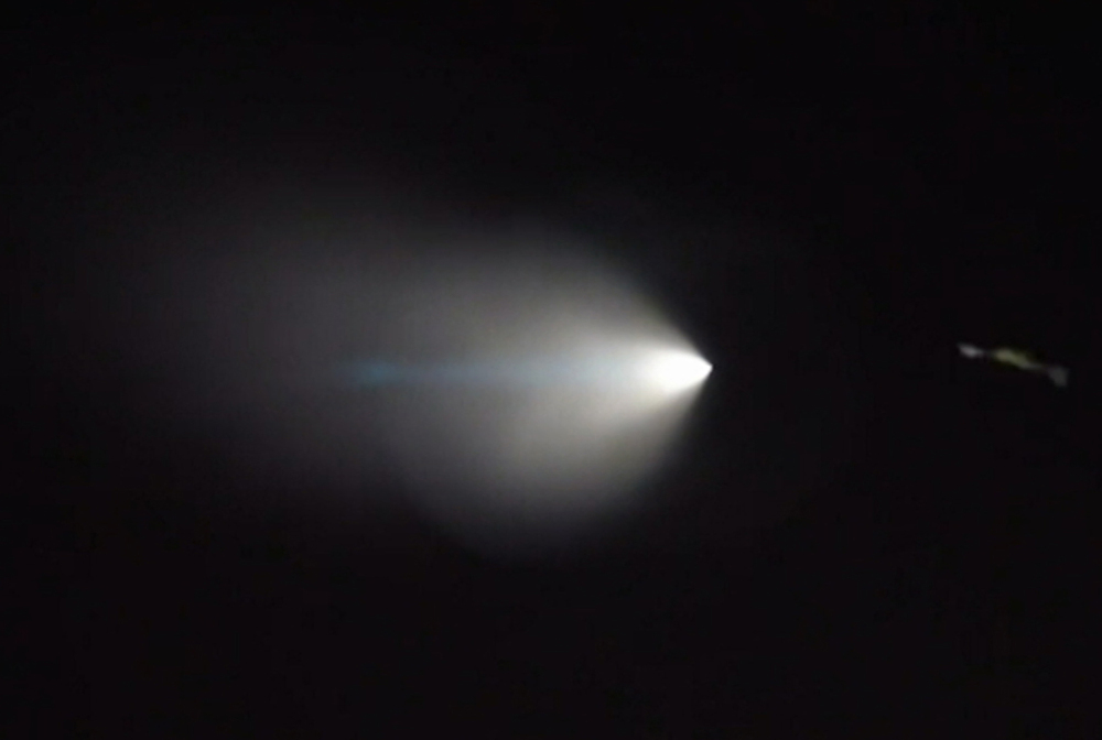 An unarmed missile fired by the U.S. Navy from a submarine off the coast of Southern California created a bright light that streaked across the state and was visible as far away as Nevada and Arizona.