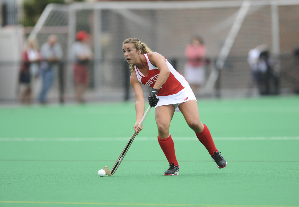 Katie Bernatchez, a Messalonskee graduate, has started 14 of the 15 games she’s played for the Boston University field hockey team this season. Bernatchez, a senior back, will play against her sister, Kristy, and the North Carolina Tar Heels in an NCAA tournament game Saturday.