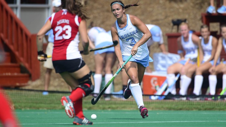 University of North Carolina junior left back Kristy Bernatchez controls the ball during a game earlier this season. Bernatchez has started 14 of the 18 games she’s played for the No. 2 Tar Heels. On Saturday, Kristy will meet sister Katie and Boston University in an NCAA tournament game.