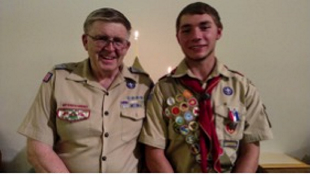 Eagle Scout Austin Knowlton, right, with Troop Master Charlie Matthews Troop 460 Fairfield.