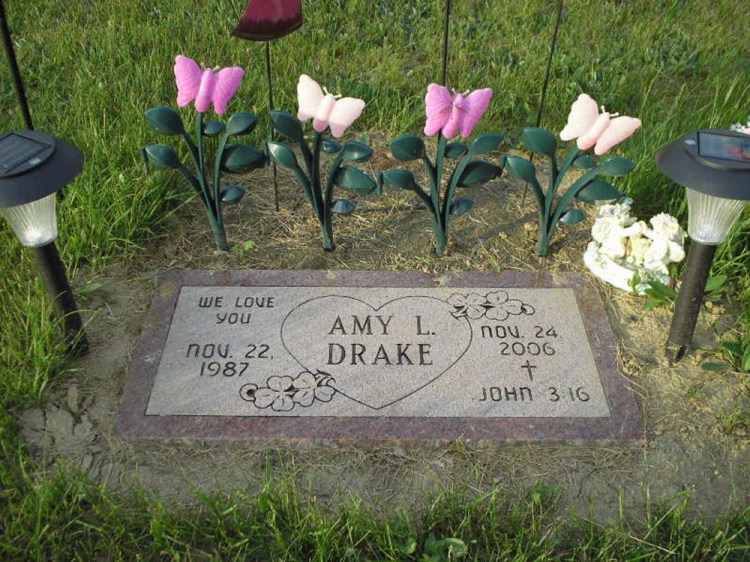 Amy Drake’s grave in Livermore Falls. Drake, the mother of a 2-year-old was murdered in 2006 and police are still actively working on the case nine years after her body was found in Norridgewock.