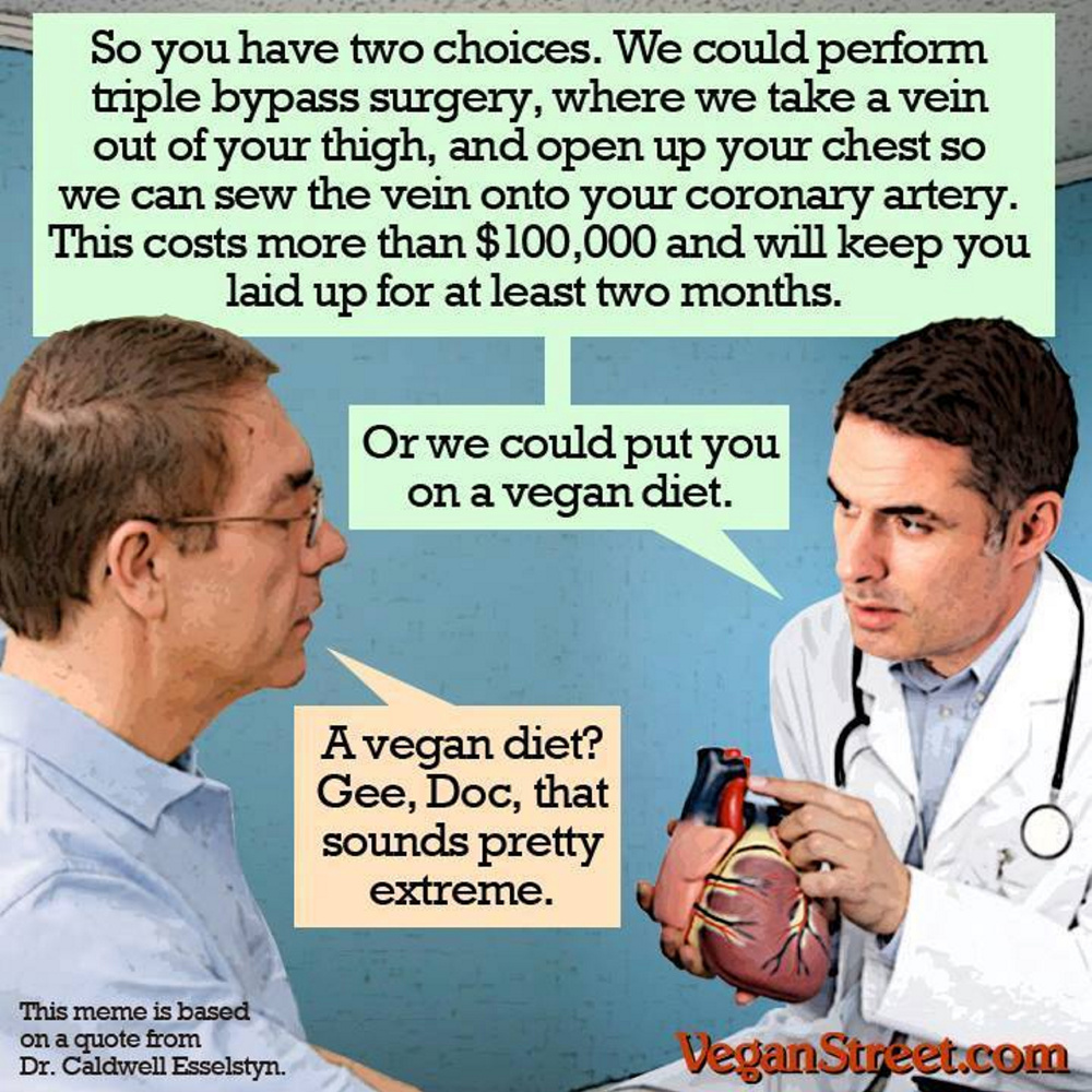 A fairly typical meme shared on the Vegan Humor Facebook page pokes fun at the things meat eaters say.