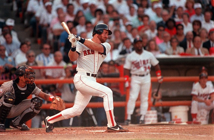 Boston's Wade Boggs smacks a first-inning American League back-to-back home run July 11, 1989 against National League  pitcher Rick Reuschel. Moments earlier, Reuschel delivered a homer to Kansas City's Bo Jackson during the All-Star game in Anaheim, Calif. The Associated Press