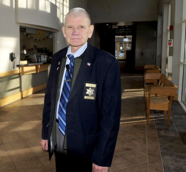 Cpl. Bob Weigelt, of the Somerset County Sheriff Department, has been named the 2015 Roy Rice award winner, given for exemplary service for court security. Weigelt, of Jackman, is standing in the lobby of the Skowhegan District Courthouse.