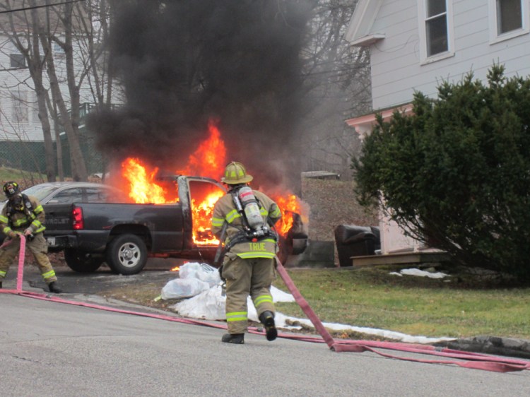 Augusta firefighters responded to Pearl Street about 6:40 a.m. Monday to put out a truck fire.