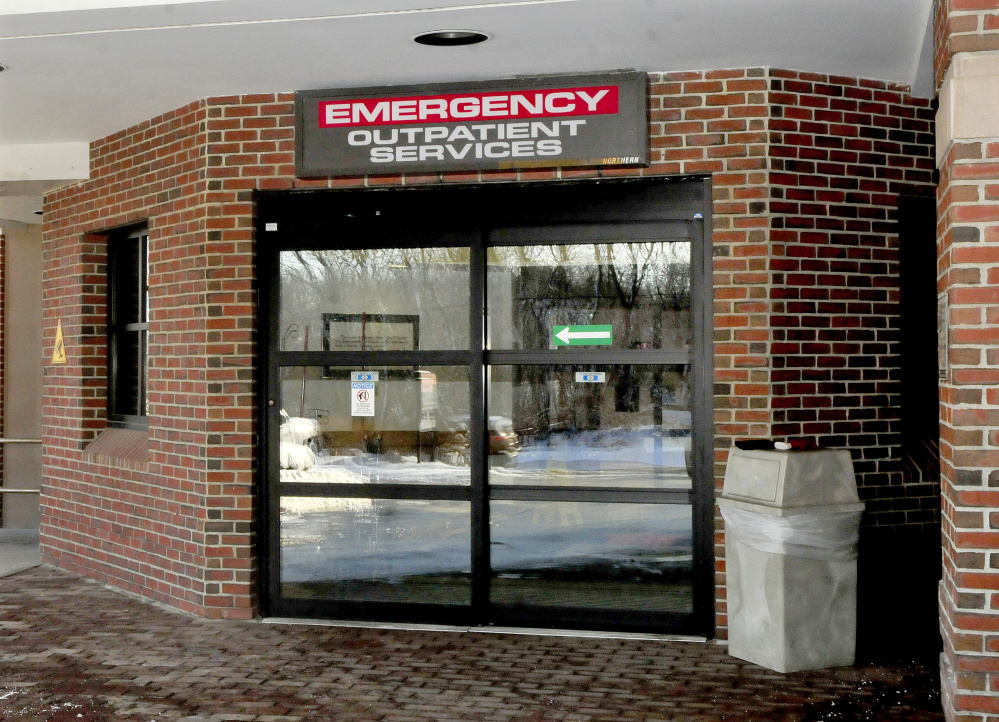 The entrance to the emergency department at Redington-Fairview General Hospital in Skowhegan is seen on Wednesday. Soon, a full-time police officer may be stationed at the department.