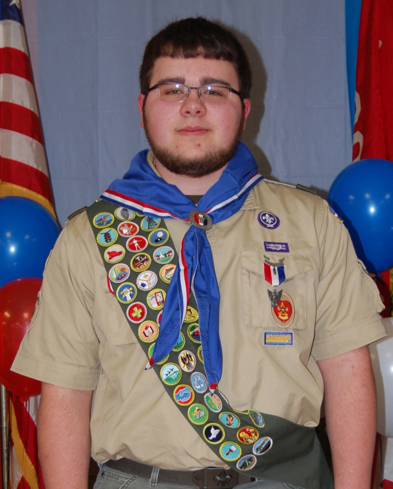 Ashton Heald with his Eagle neckerchief and Eagle rank medal.