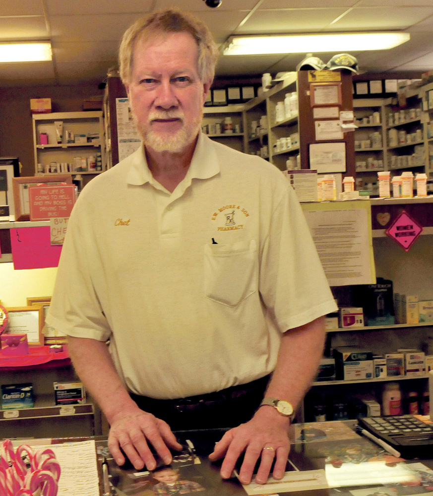 Chet Hibbard, owner of E.W. Moore and Son Pharmacy, located across the street from the Antlers Inn in Bingham, said Wednesday he can’t imagine anyone wanting to buy the long-vacant building.